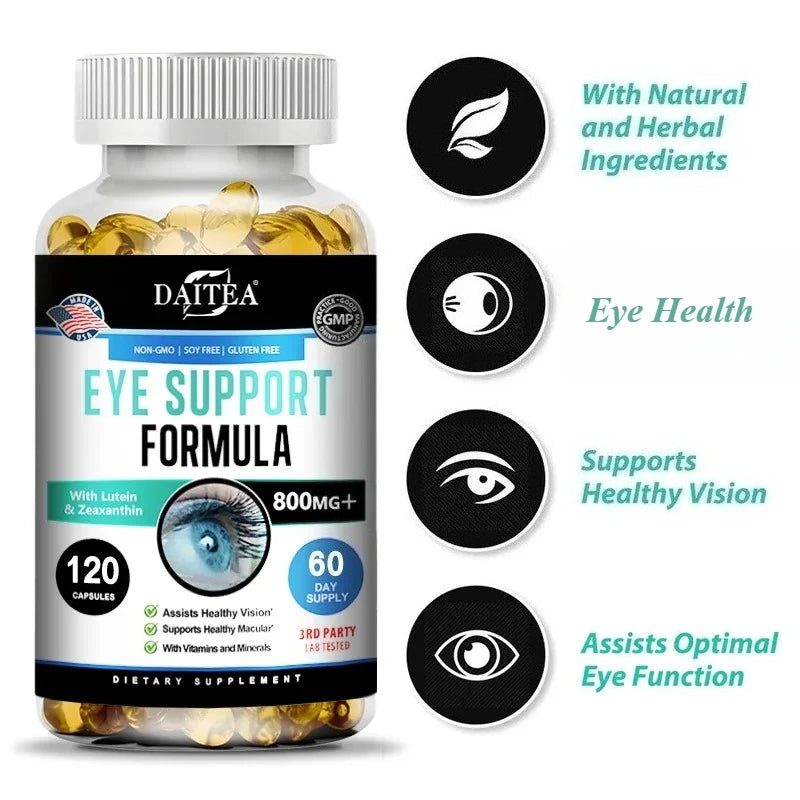 Lutein and Zeaxanthin, Eye Health Formula Supplement, Support Vision Health, Relieve Eye Strain, Non-GMO Capsules