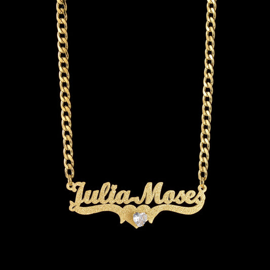 Custom Name Zircon Heart Necklace Personalized Letter Frosted Pendant Stainless Steel Infinity Chain for Women Mom Jewelry Gift