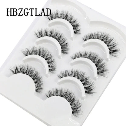 HBZGTLAD 4pairs mink lashes natural long invisible thin band fake lashes transparent terrier soft eyelashes extension Beauty