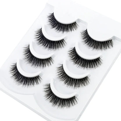 HBZGTLAD 4pairs mink lashes natural long invisible thin band fake lashes transparent terrier soft eyelashes extension Beauty