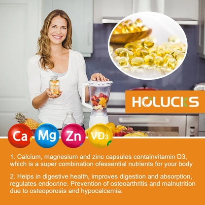 Bone Health Capsules, with Calcium, Magnesium, Zinc & D3, Supports Bone Strength, Muscle Function & Enhanced Nutrient Absorption
