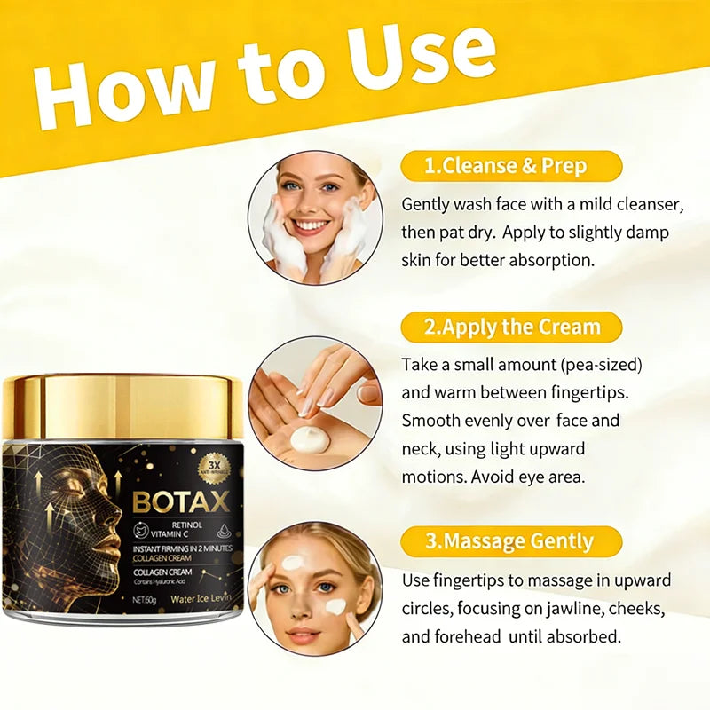 BOTAX Firming Cream (3X Anti-Wrinkle): Retinol/Vitamin C/Collagen, 2-Min Instant Firming, Moisturizes All Skin Types Smoothly