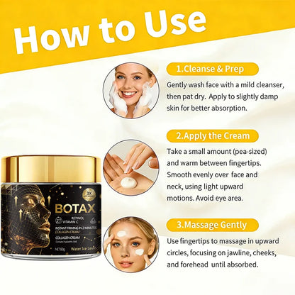 BOTAX Firming Cream (3X Anti-Wrinkle): Retinol/Vitamin C/Collagen, 2-Min Instant Firming, Moisturizes All Skin Types Smoothly