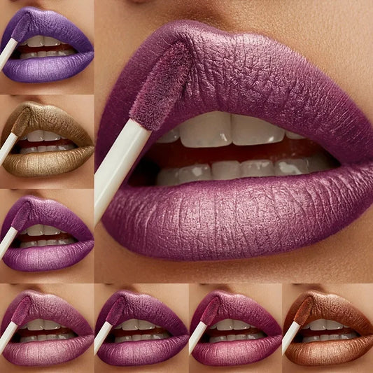 Metallic Glitter Lip Gloss, Waterproof Long Wear, Non-Sticky Hydrating Shine, Music Festival Beauty, Gifts