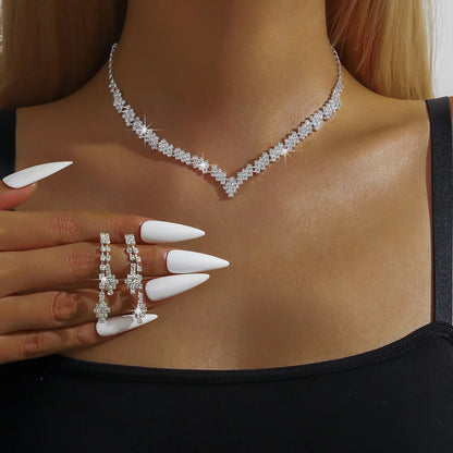 Advanced and versatile necklace, earring, bracelet, and jewelry set suitable for wedding, banquet, and party accessories