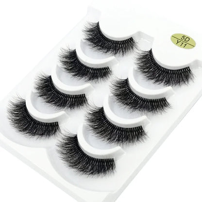 HBZGTLAD 4pairs mink lashes natural long invisible thin band fake lashes transparent terrier soft eyelashes extension Beauty