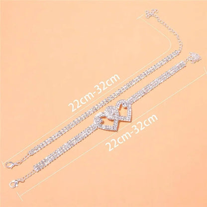 Adjustable Heart Shap Pendant Chain Women's Anklets Silver Gold Color Luxury Bracelet on Leg Accessories Party Fashion Jewelry