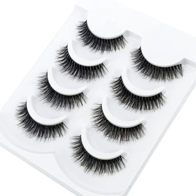 HBZGTLAD 4pairs mink lashes natural long invisible thin band fake lashes transparent terrier soft eyelashes extension Beauty