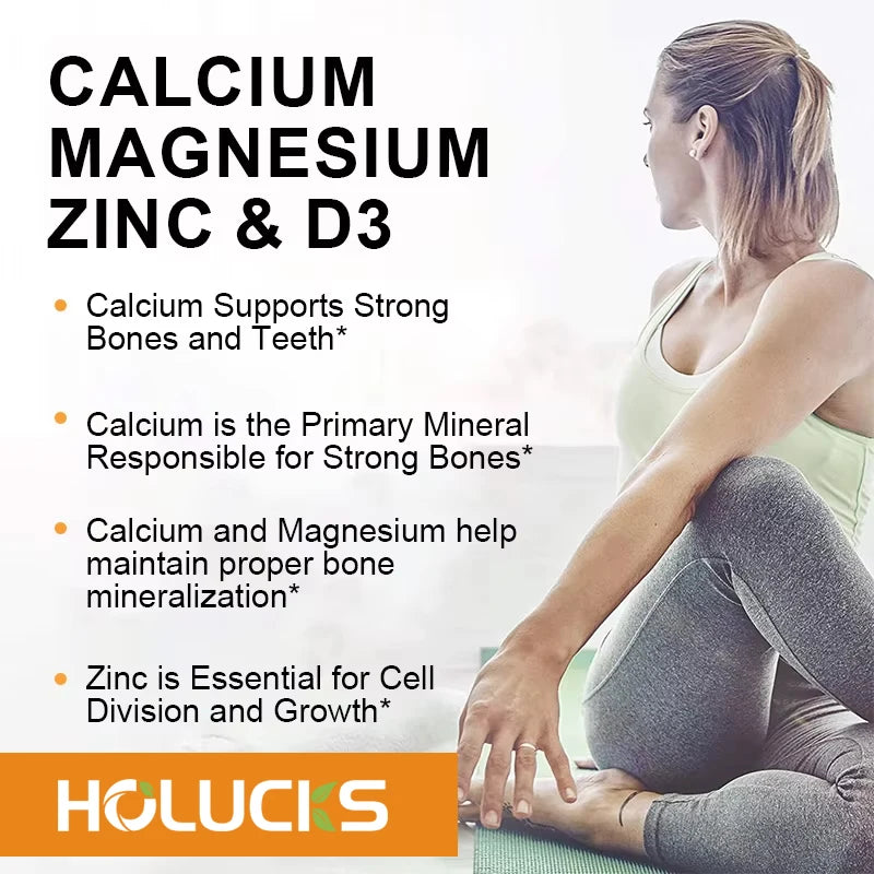 Bone Health Capsules, with Calcium, Magnesium, Zinc & D3, Supports Bone Strength, Muscle Function & Enhanced Nutrient Absorption