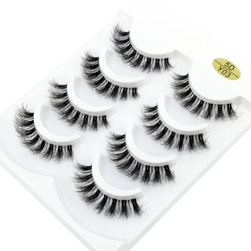 HBZGTLAD 4pairs mink lashes natural long invisible thin band fake lashes transparent terrier soft eyelashes extension Beauty