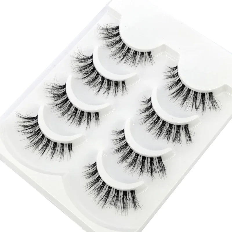 HBZGTLAD 4pairs mink lashes natural long invisible thin band fake lashes transparent terrier soft eyelashes extension Beauty
