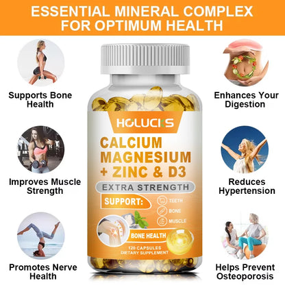 Bone Health Capsules, with Calcium, Magnesium, Zinc & D3, Supports Bone Strength, Muscle Function & Enhanced Nutrient Absorption