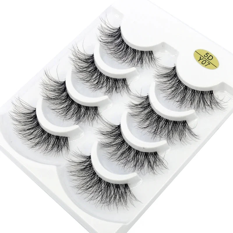 HBZGTLAD 4pairs mink lashes natural long invisible thin band fake lashes transparent terrier soft eyelashes extension Beauty