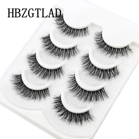 HBZGTLAD 4pairs mink lashes natural long invisible thin band fake lashes transparent terrier soft eyelashes extension Beauty
