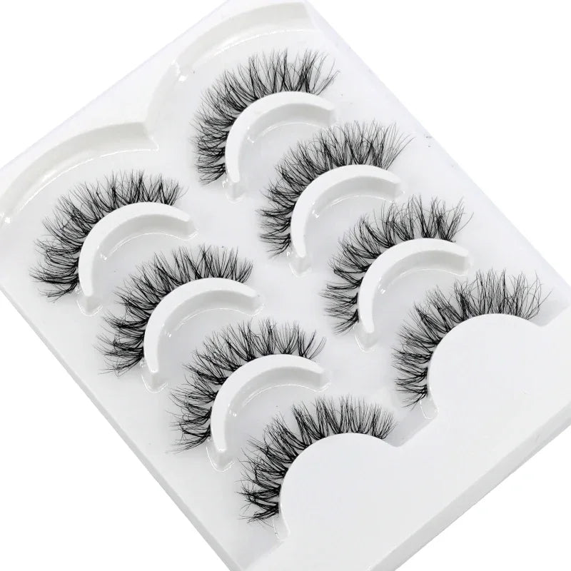 HBZGTLAD 4pairs mink lashes natural long invisible thin band fake lashes transparent terrier soft eyelashes extension Beauty
