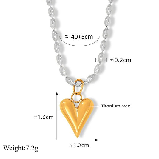 Loe| Hip Hop Heart Pendant Necklace for Women Stainless Steel Silver Document Punk Jewelry 2024