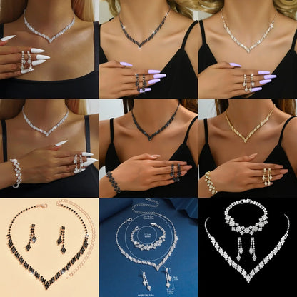 Advanced and versatile necklace, earring, bracelet, and jewelry set suitable for wedding, banquet, and party accessories